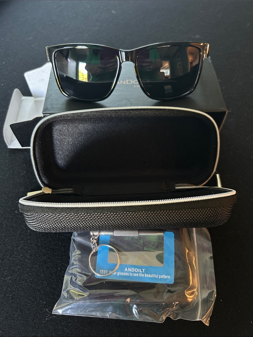 Polarized Black Sunglasses new with case and box